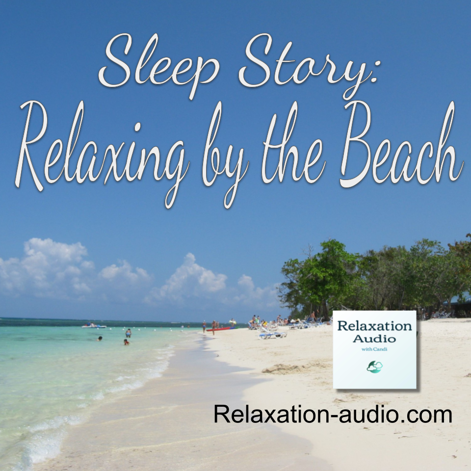 sleep story picture of a white sandy beach and turquoise water with blue sky